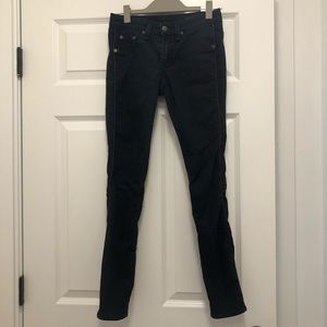 Rag & Bone skinny jeans with leather piping detail